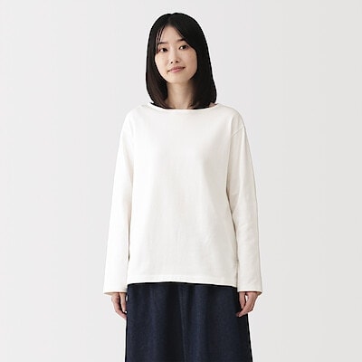 婦人　太番手ボートネック長袖Ｔシャツ