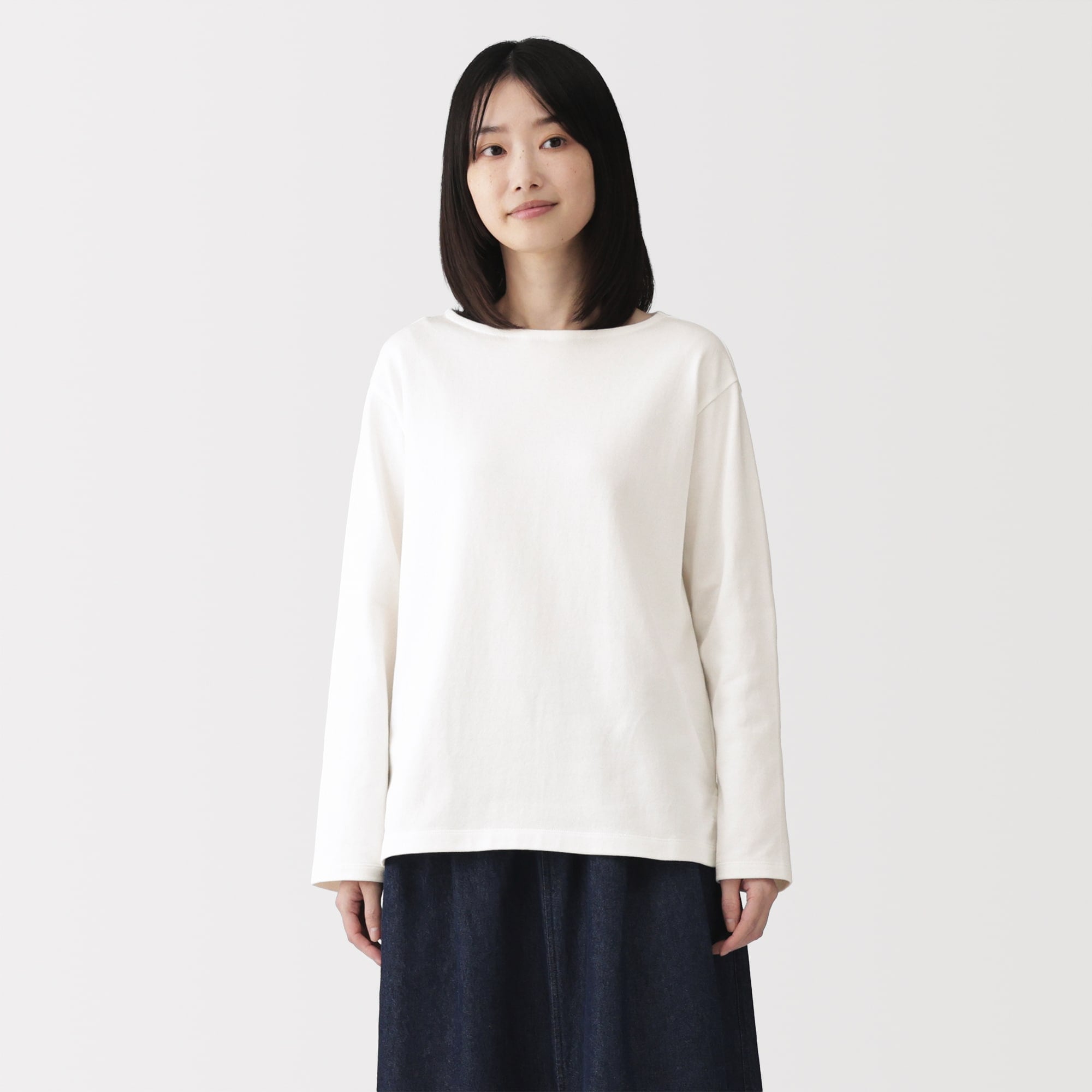婦人　太番手ボートネック長袖Ｔシャツ
