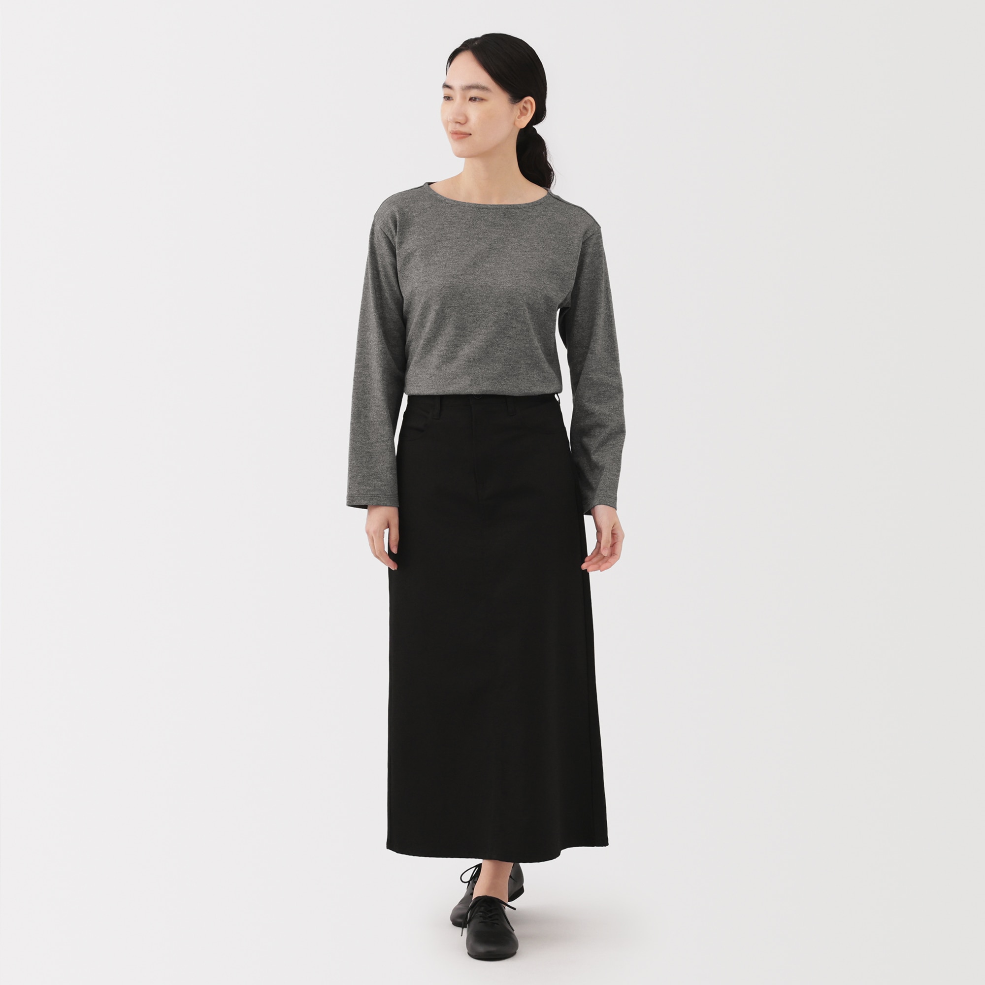 婦人　太番手ボートネック長袖Ｔシャツ