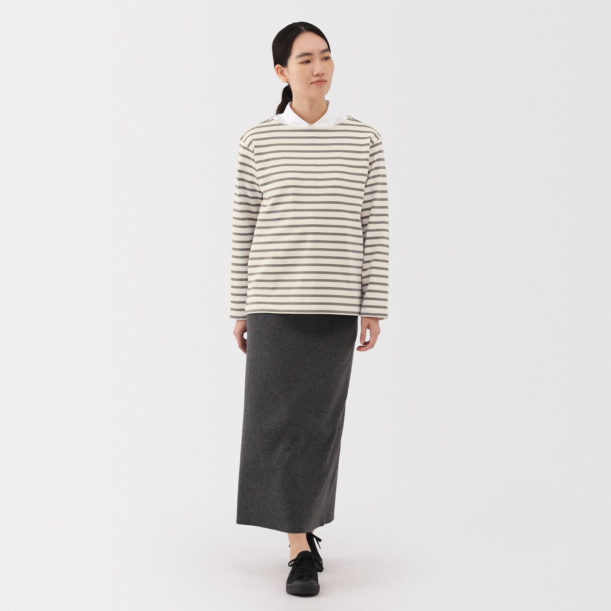婦人　太番手ボートネック長袖Ｔシャツ