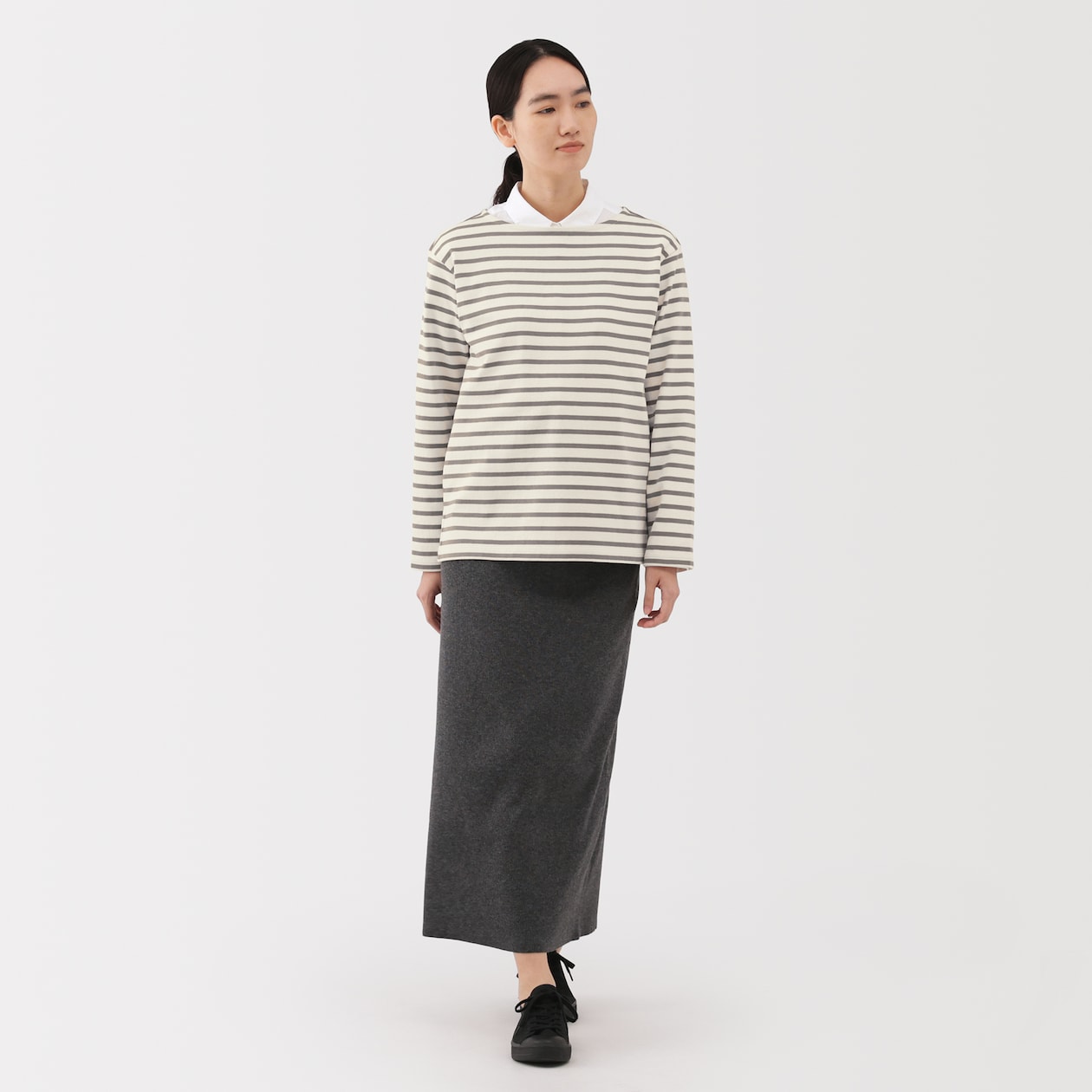 婦人　太番手ボートネック長袖Ｔシャツ