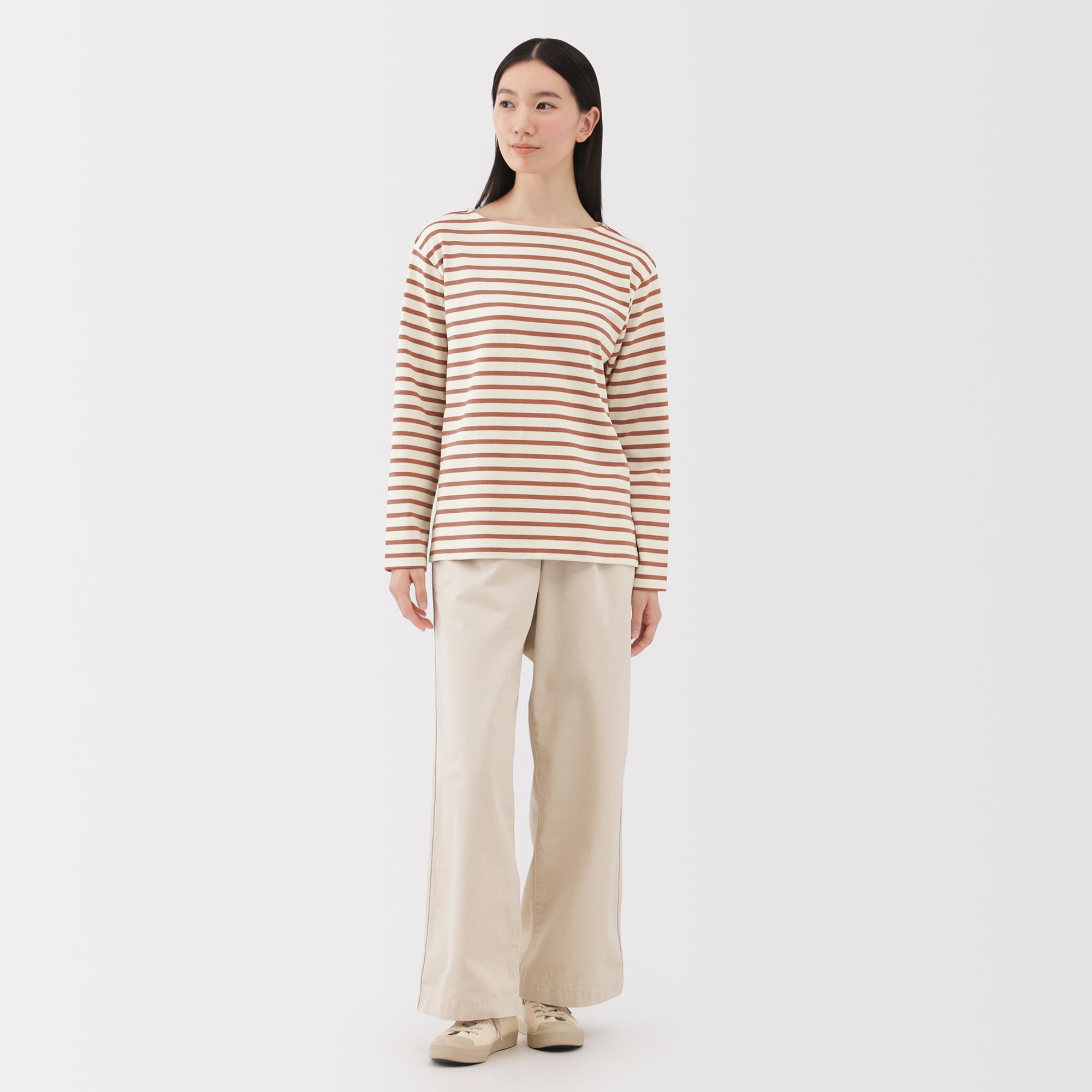 婦人 太番手ボートネック長袖Tシャツ | 無印良品