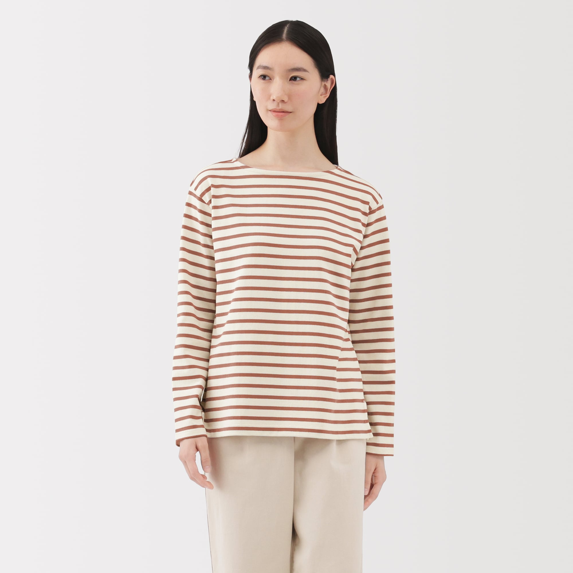 婦人 太番手ボートネック長袖Tシャツ | 無印良品