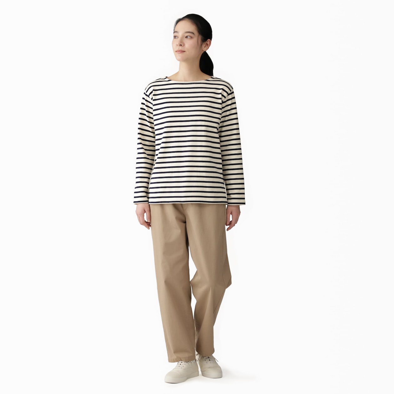 婦人　太番手ボートネック長袖Ｔシャツ