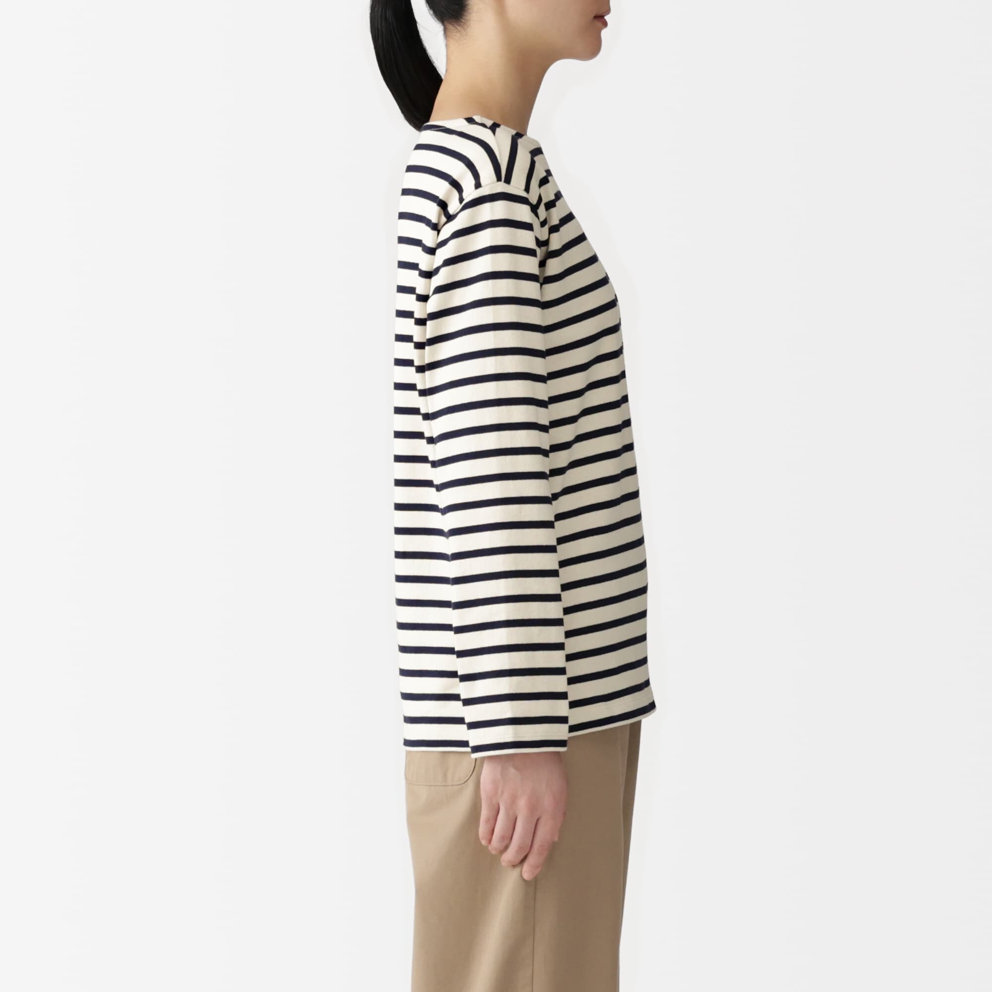 婦人　太番手ボートネック長袖Ｔシャツ