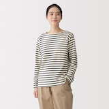婦人　太番手ボートネック長袖Ｔシャツ
