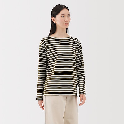 婦人　太番手ボートネック長袖Ｔシャツ