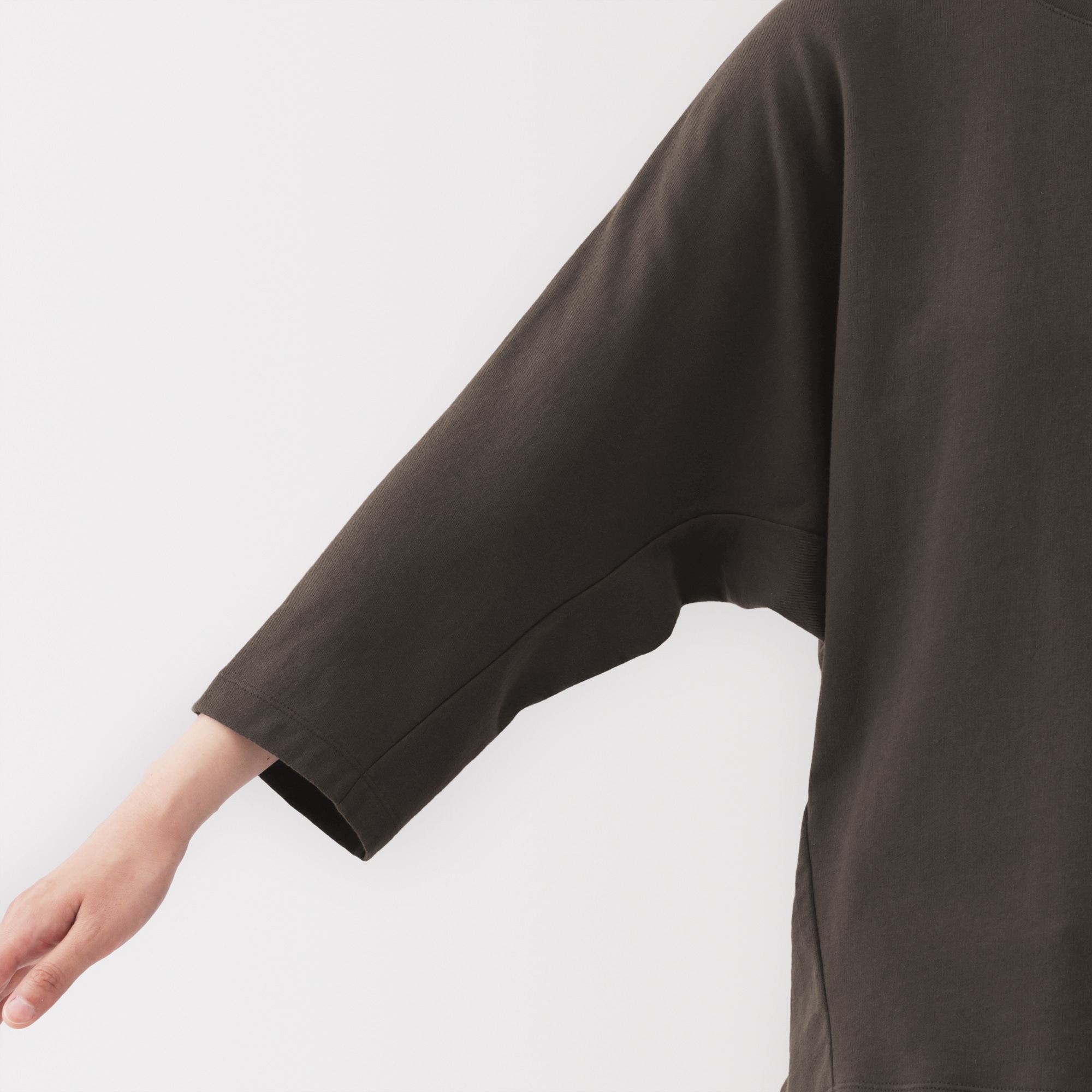 nonnative 七分袖 ライト スウェット カットソー 切りっぱなし 3 黒 婦人 ライトスウェット七分袖プルオーバー | 無印良品
