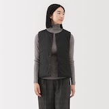 婦人　軽量ダウンポケッタブルノーカラーベスト