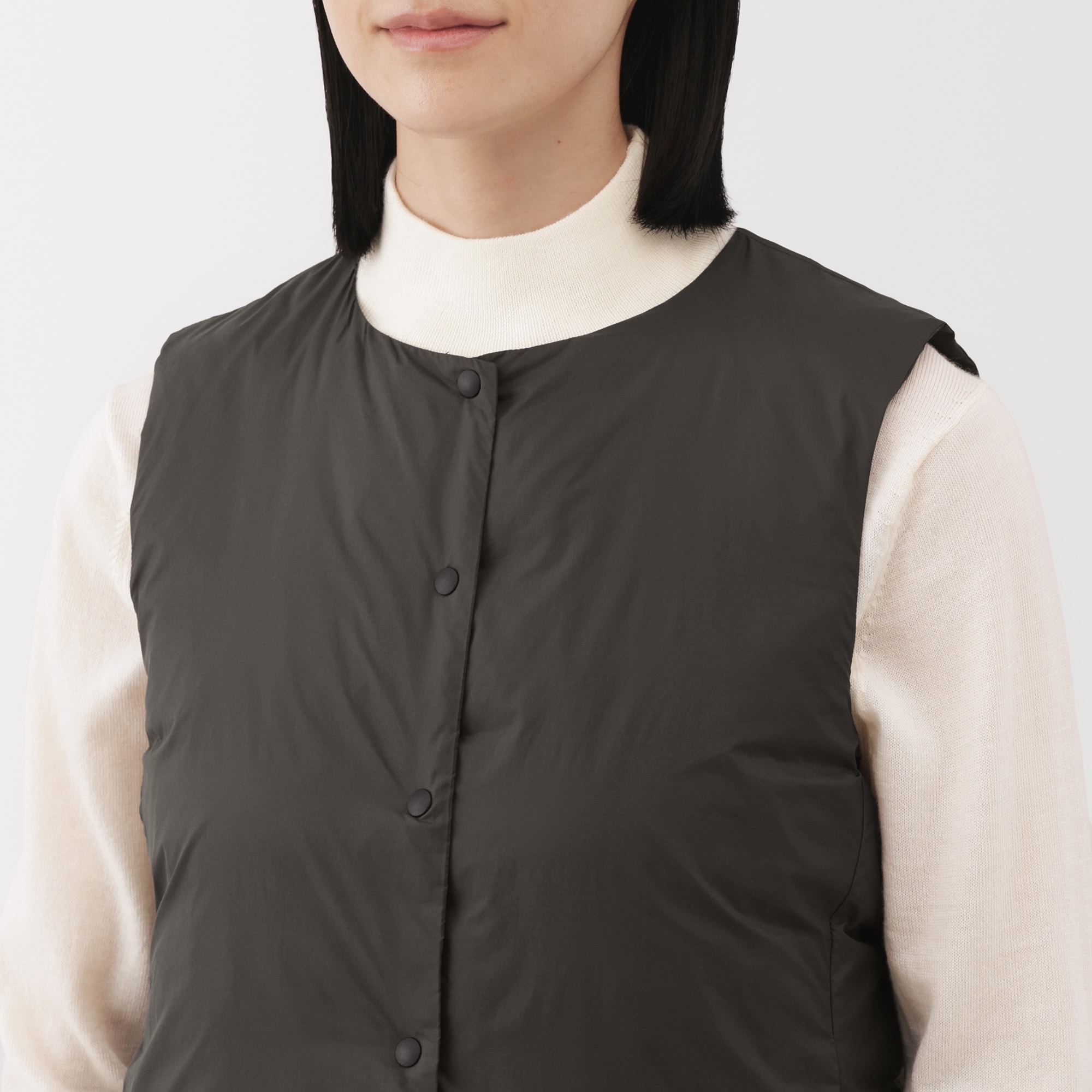 婦人 軽量ダウンポケッタブルノーカラーベスト | 無印良品