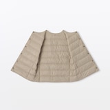 婦人　軽量ダウンポケッタブルノーカラーベスト