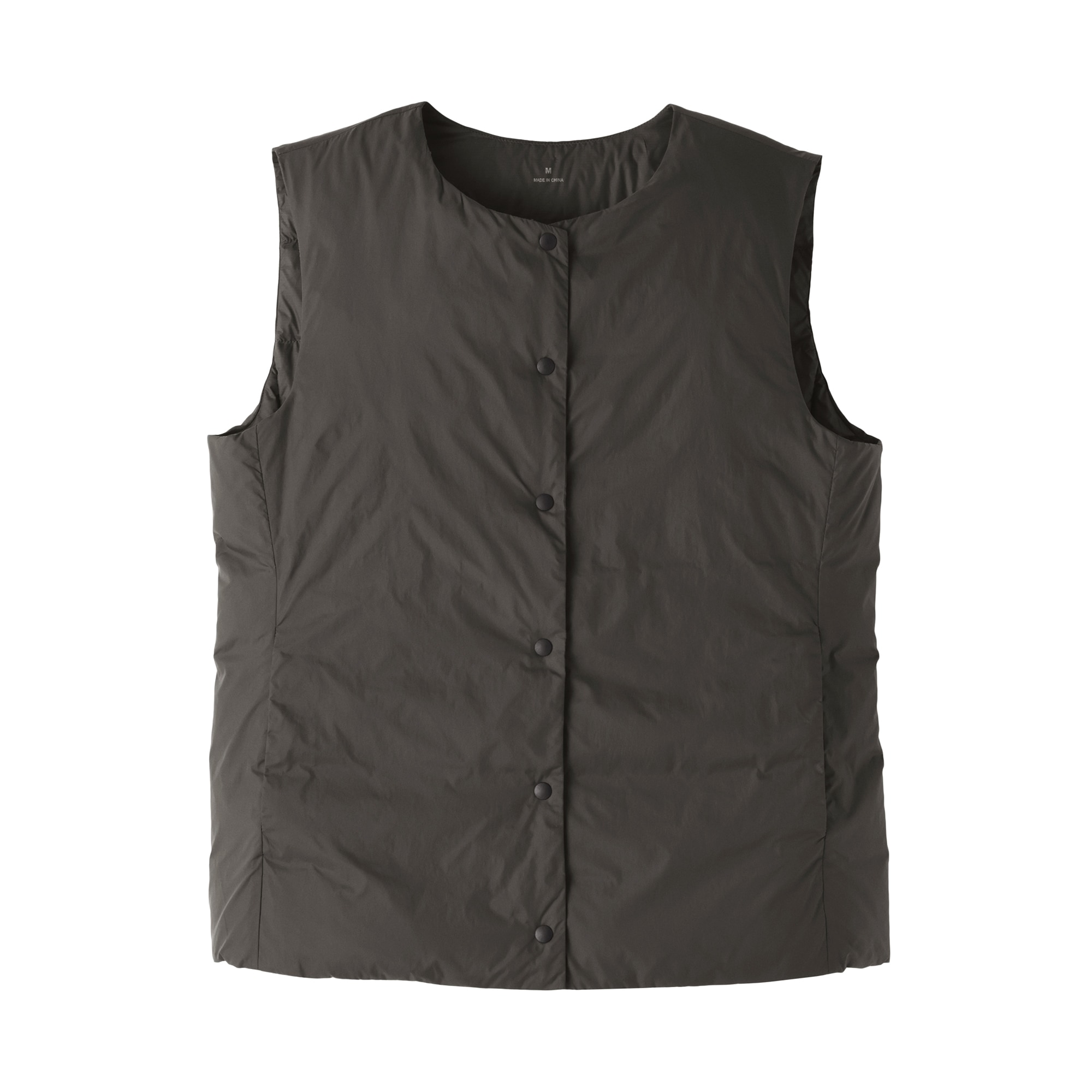 婦人　軽量ダウンポケッタブルノーカラーベスト