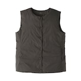 婦人　軽量ダウンポケッタブルノーカラーベスト