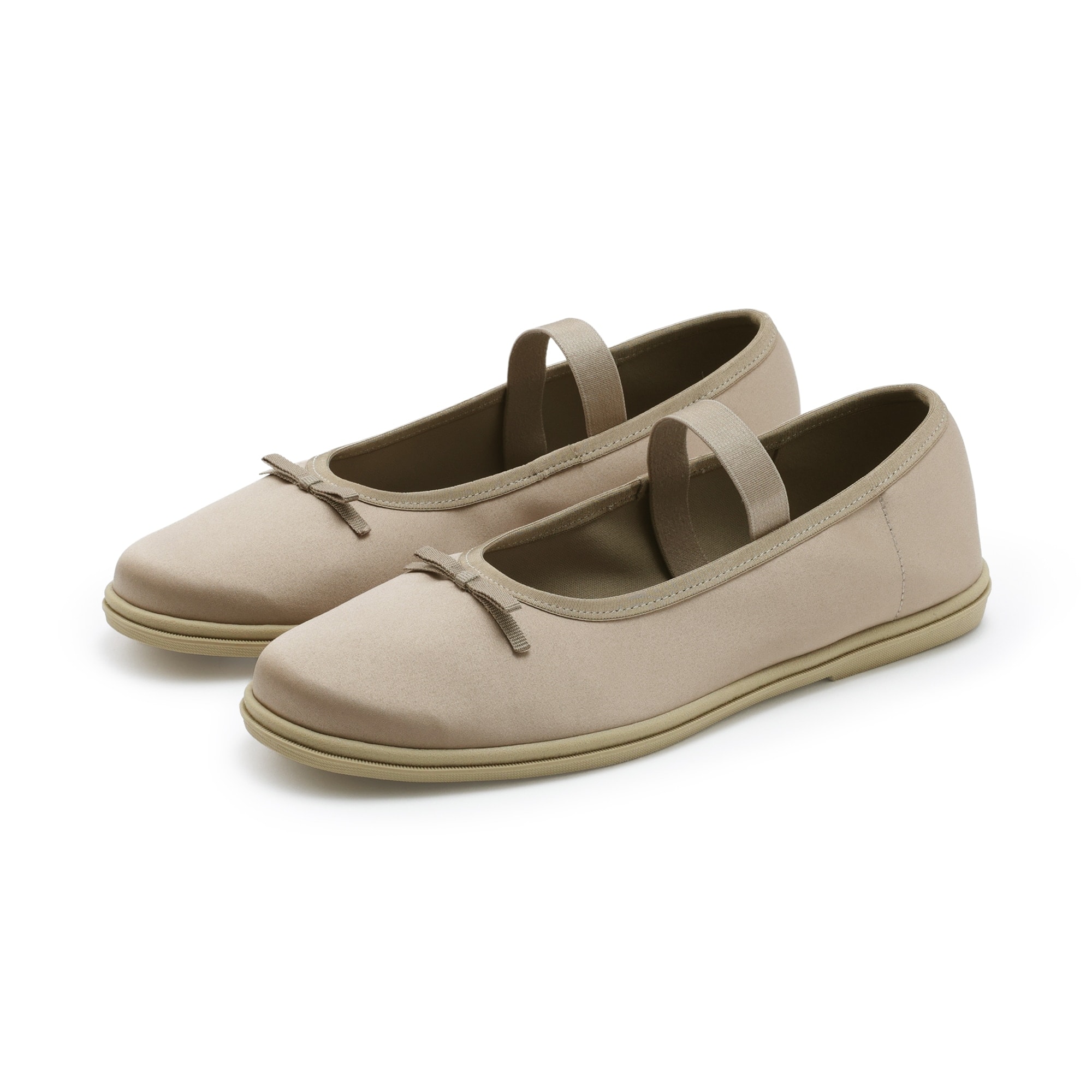 婦人 柔らかい中敷を使用した 撥水ストラップリボンフラットシューズ