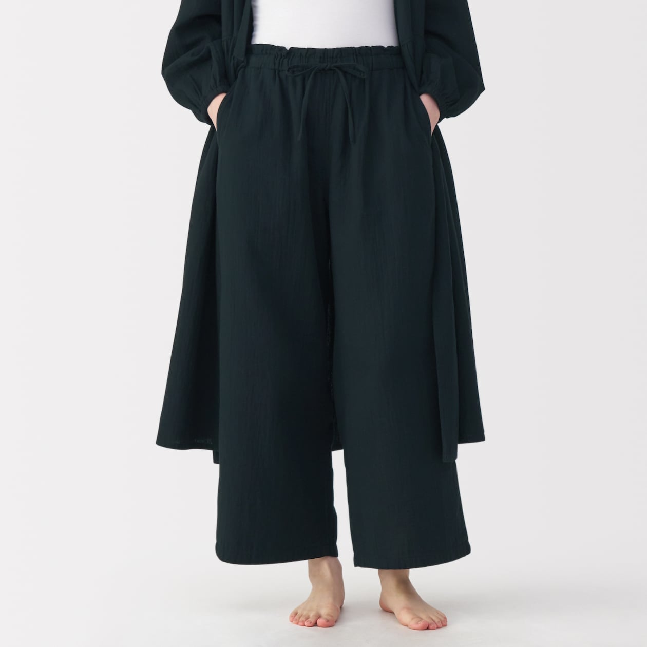 婦人　ふんわりしぼガーゼ　ロングパンツ