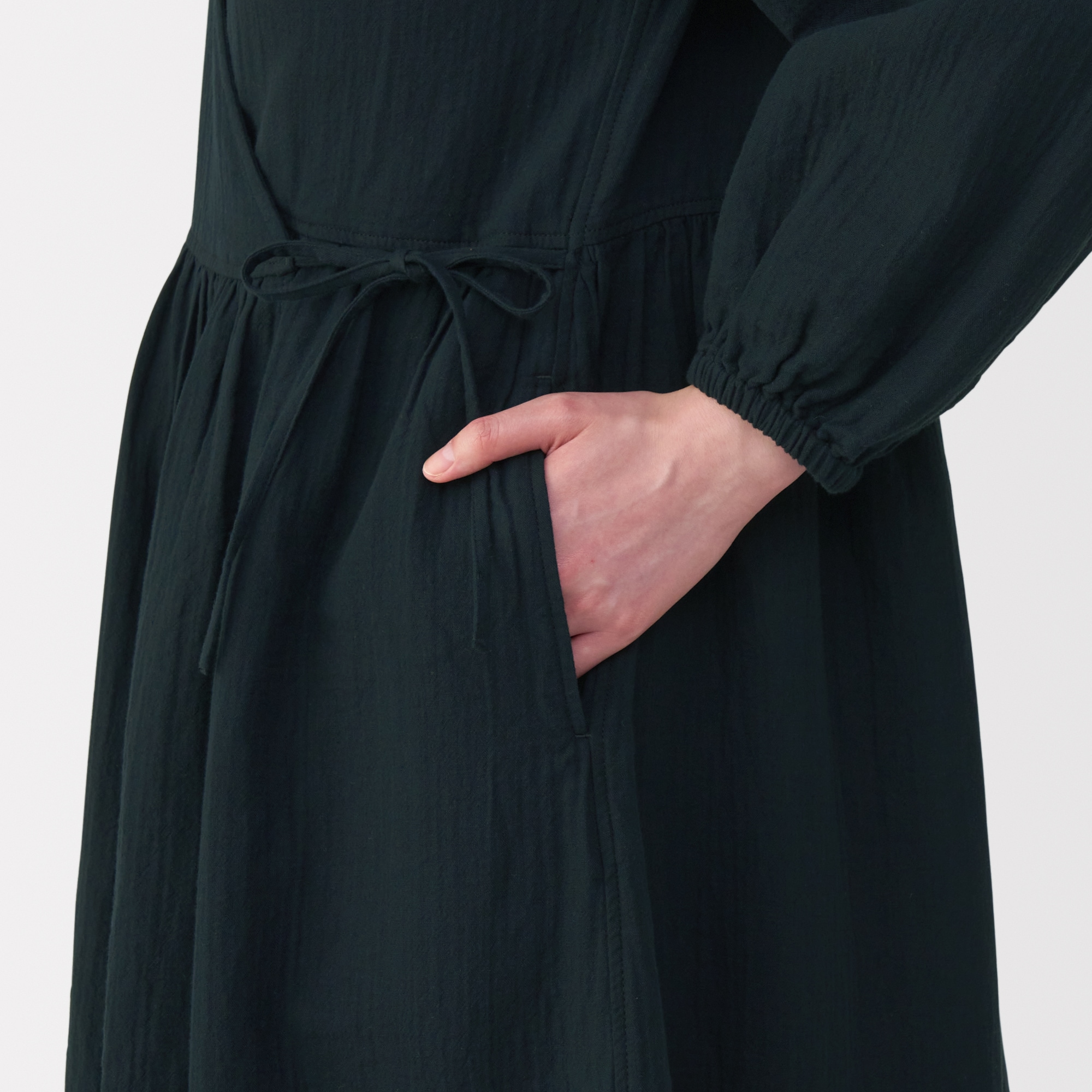 婦人　ふんわりしぼガーゼ　ロングカーディガン