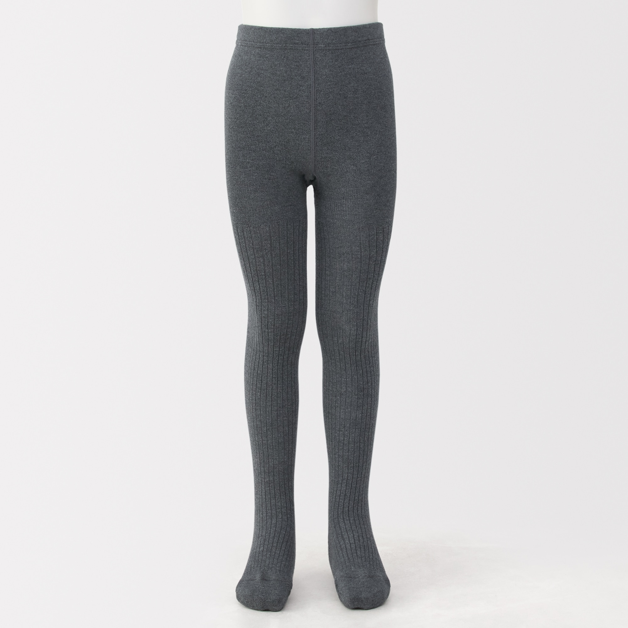 キッズ　足なり直角　かかとに合う　リブ編みタイツ