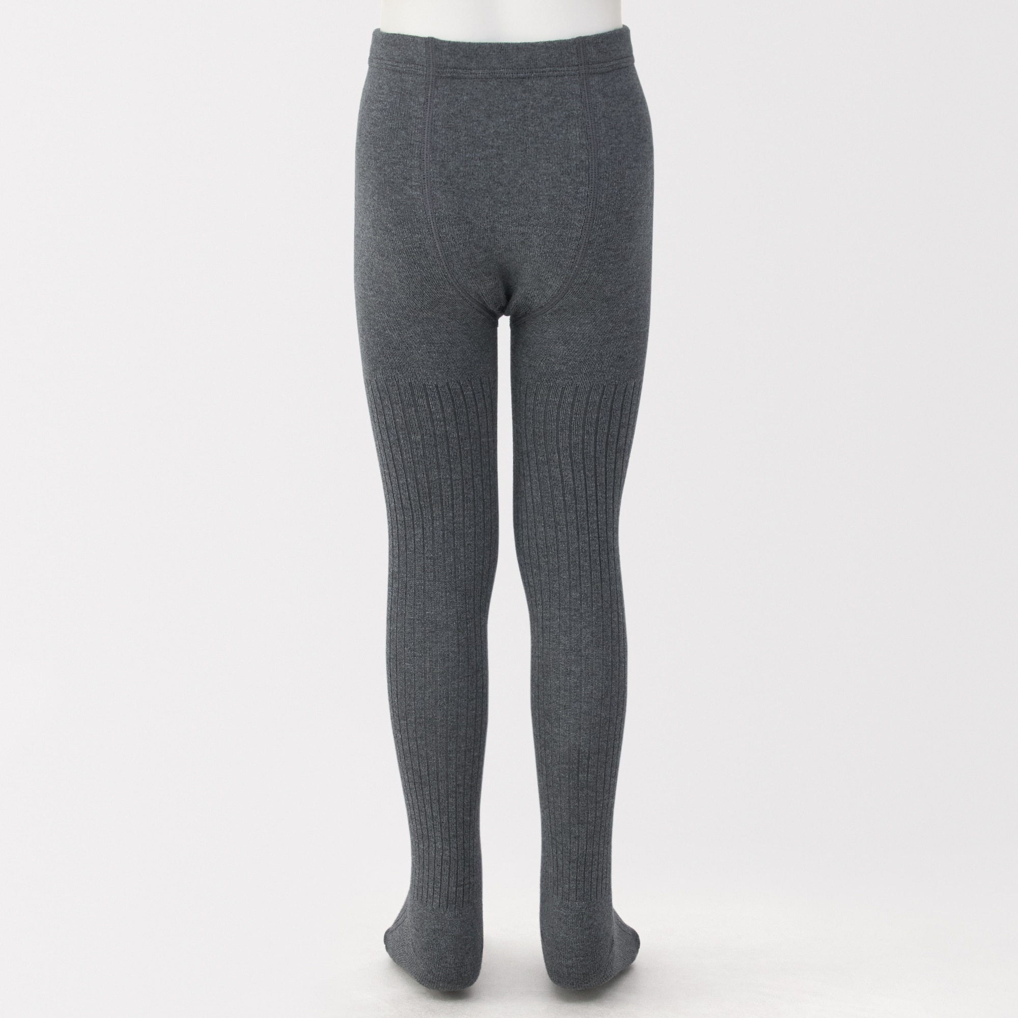 キッズ　足なり直角　かかとに合う　リブ編みタイツ