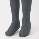 キッズ　足なり直角　かかとに合う　リブ編みタイツ