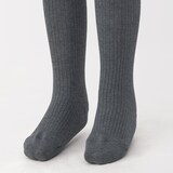 キッズ　足なり直角　かかとに合う　リブ編みタイツ