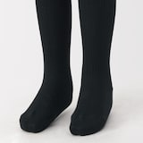 キッズ　足なり直角　かかとに合う　リブ編みタイツ