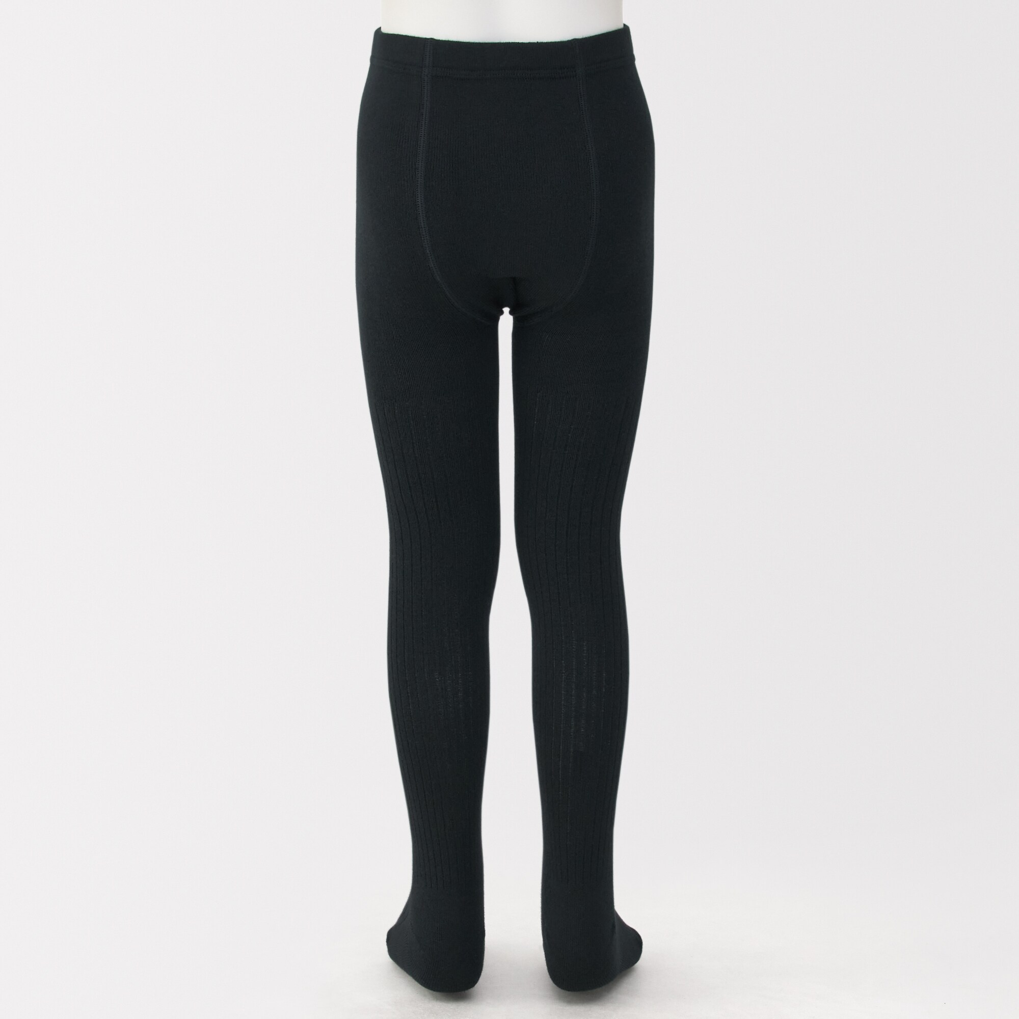 キッズ　足なり直角　かかとに合う　リブ編みタイツ