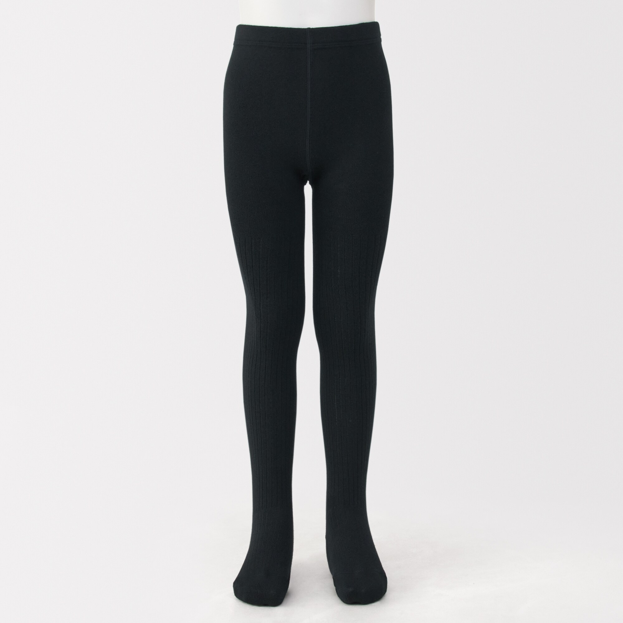 キッズ　足なり直角　かかとに合う　リブ編みタイツ