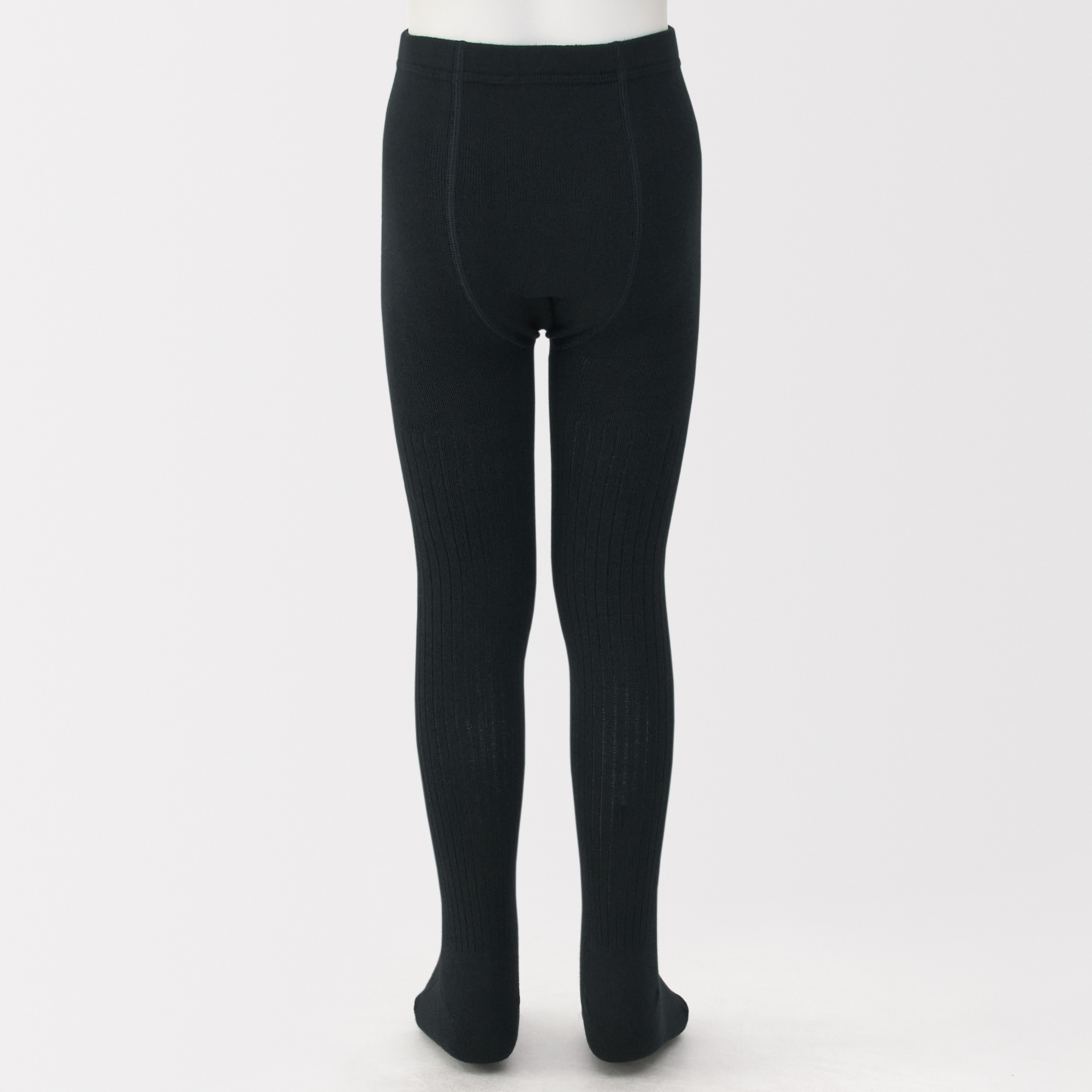 キッズ　足なり直角　かかとに合う　リブ編みタイツ