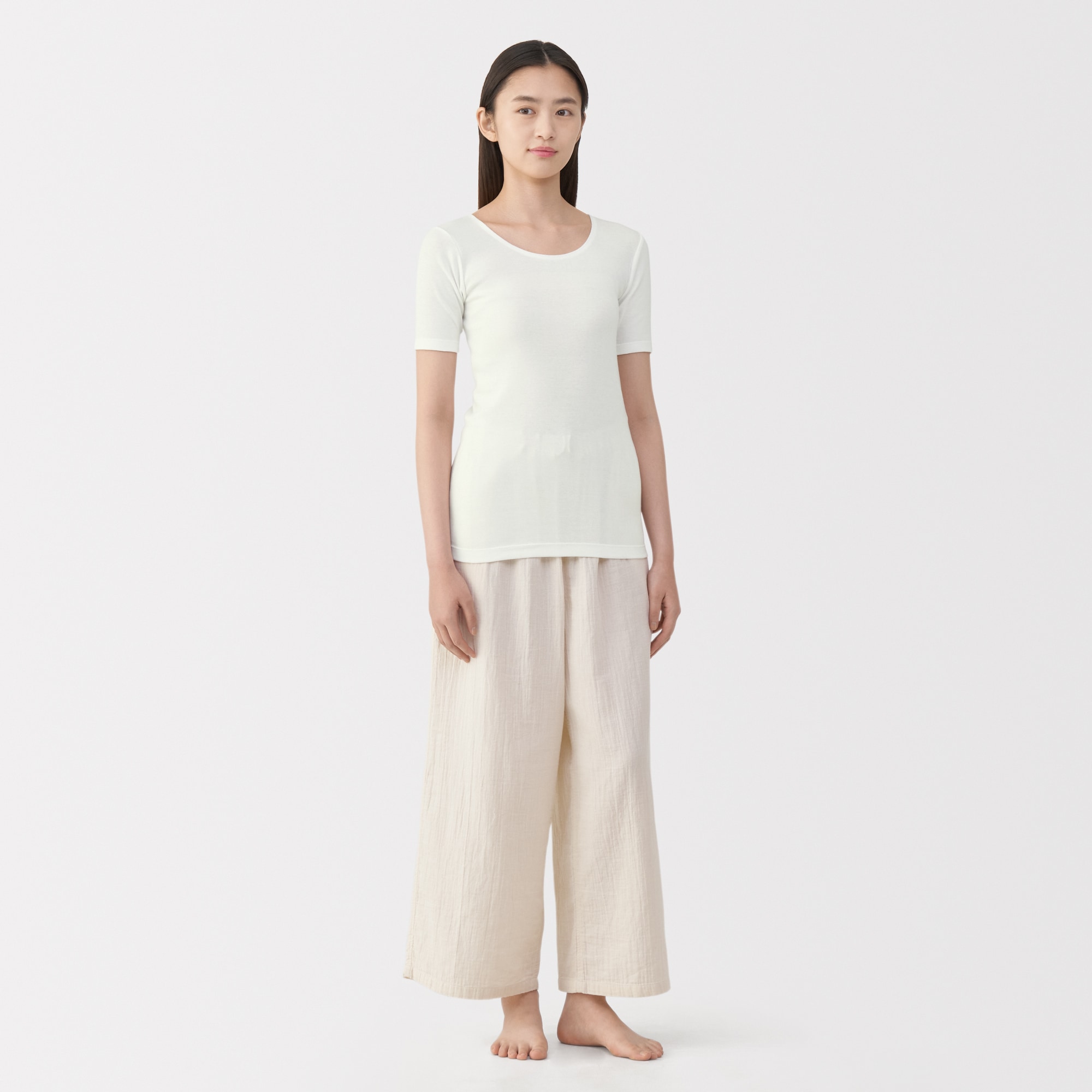 婦人　あったか綿　半袖Ｔシャツ