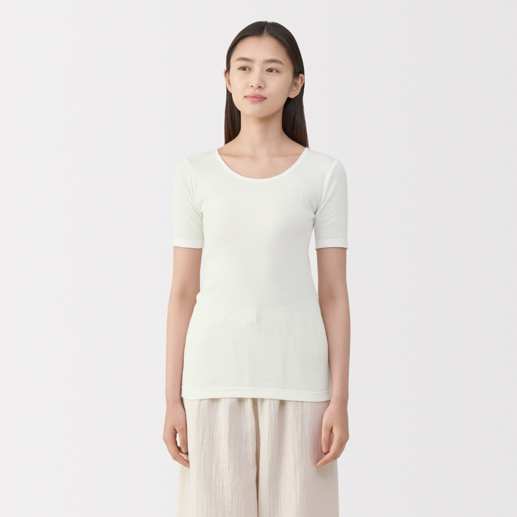 婦人　あったか綿　半袖Ｔシャツ