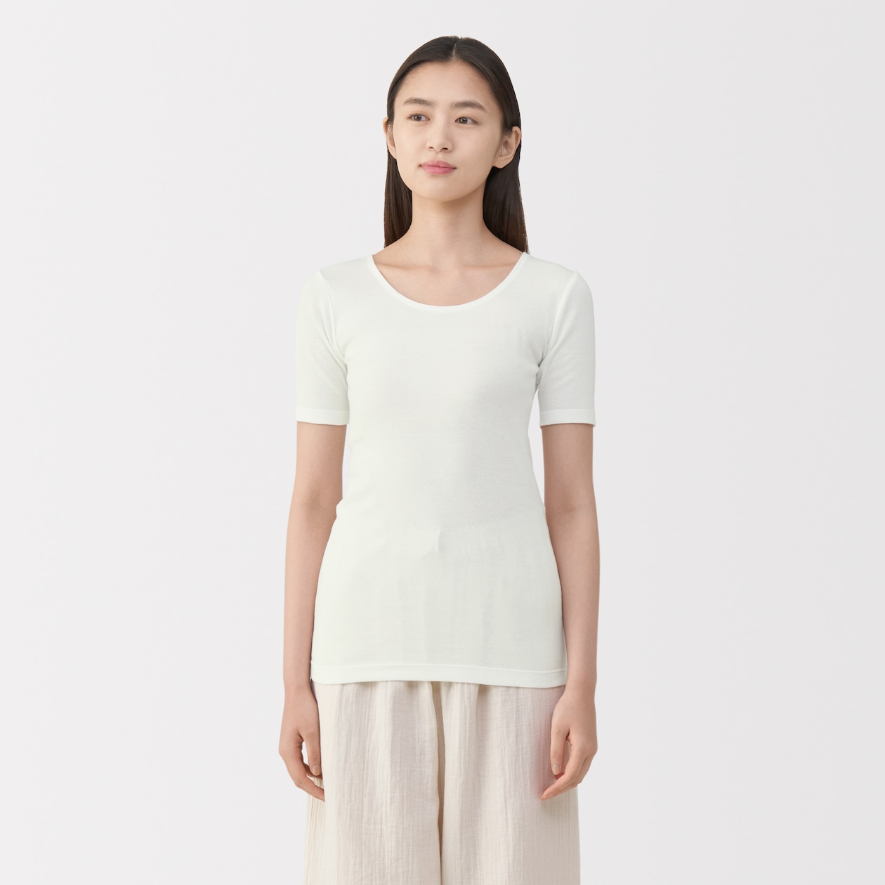 婦人　あったか綿　半袖Ｔシャツ