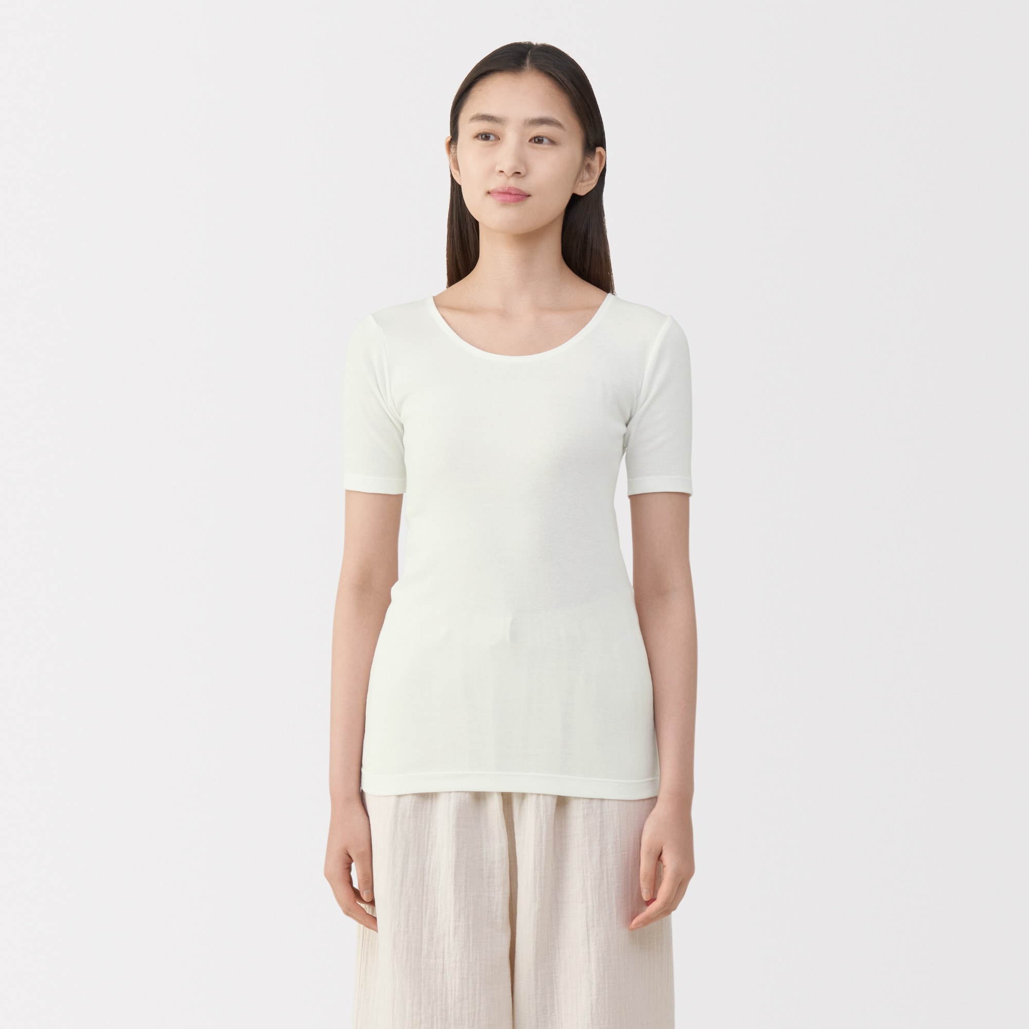 婦人　あったか綿　半袖Ｔシャツ