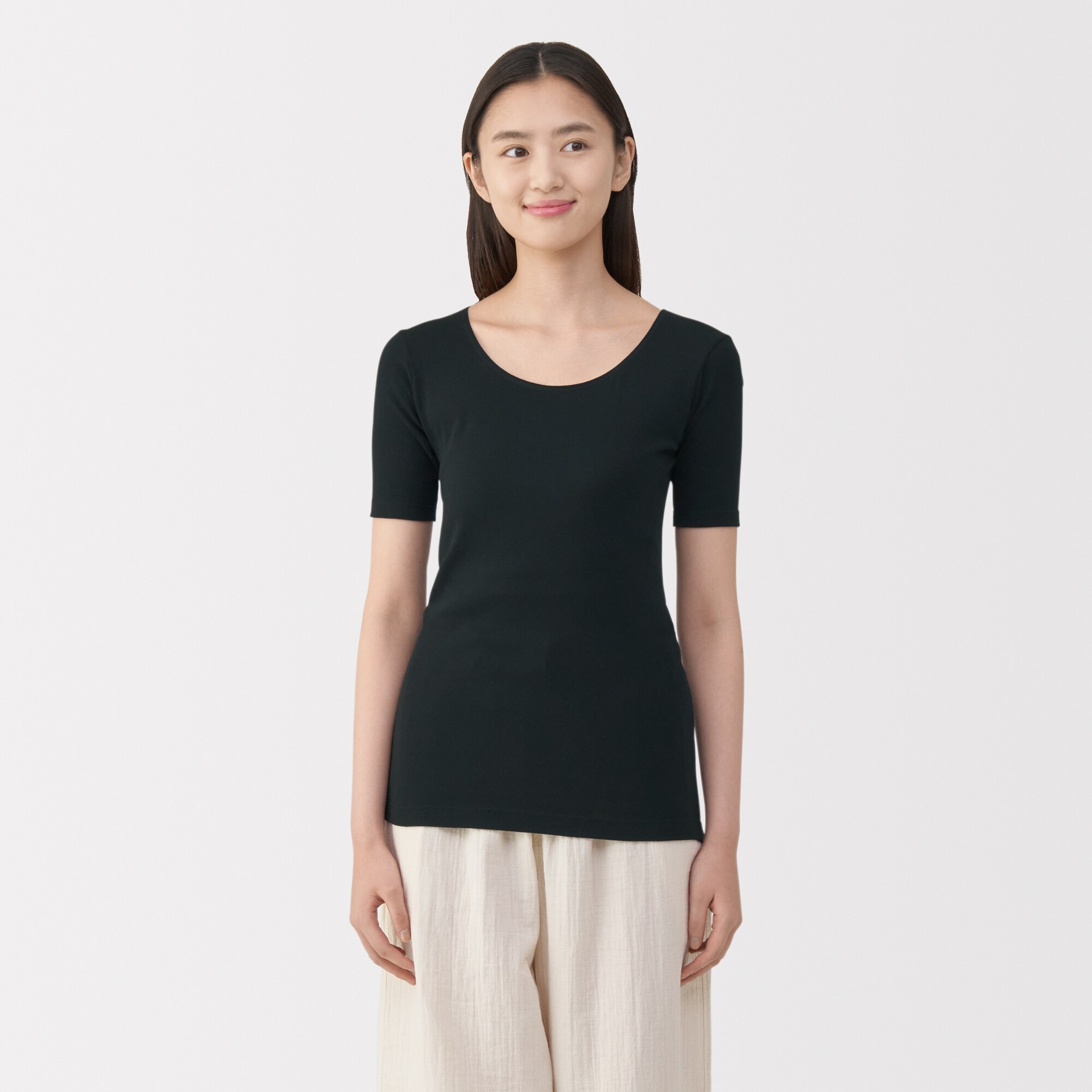 婦人　あったか綿　半袖Ｔシャツ