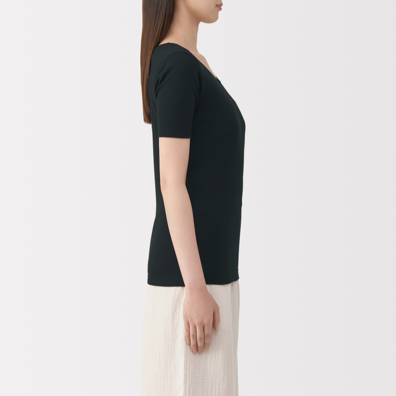 婦人　あったか綿　半袖Ｔシャツ