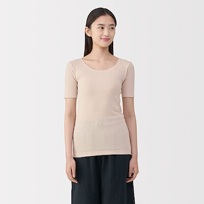 婦人　あったか綿　半袖Ｔシャツ