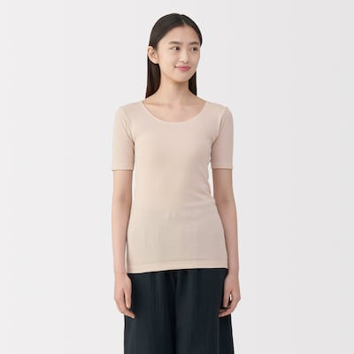 婦人　あったか綿　半袖Ｔシャツ