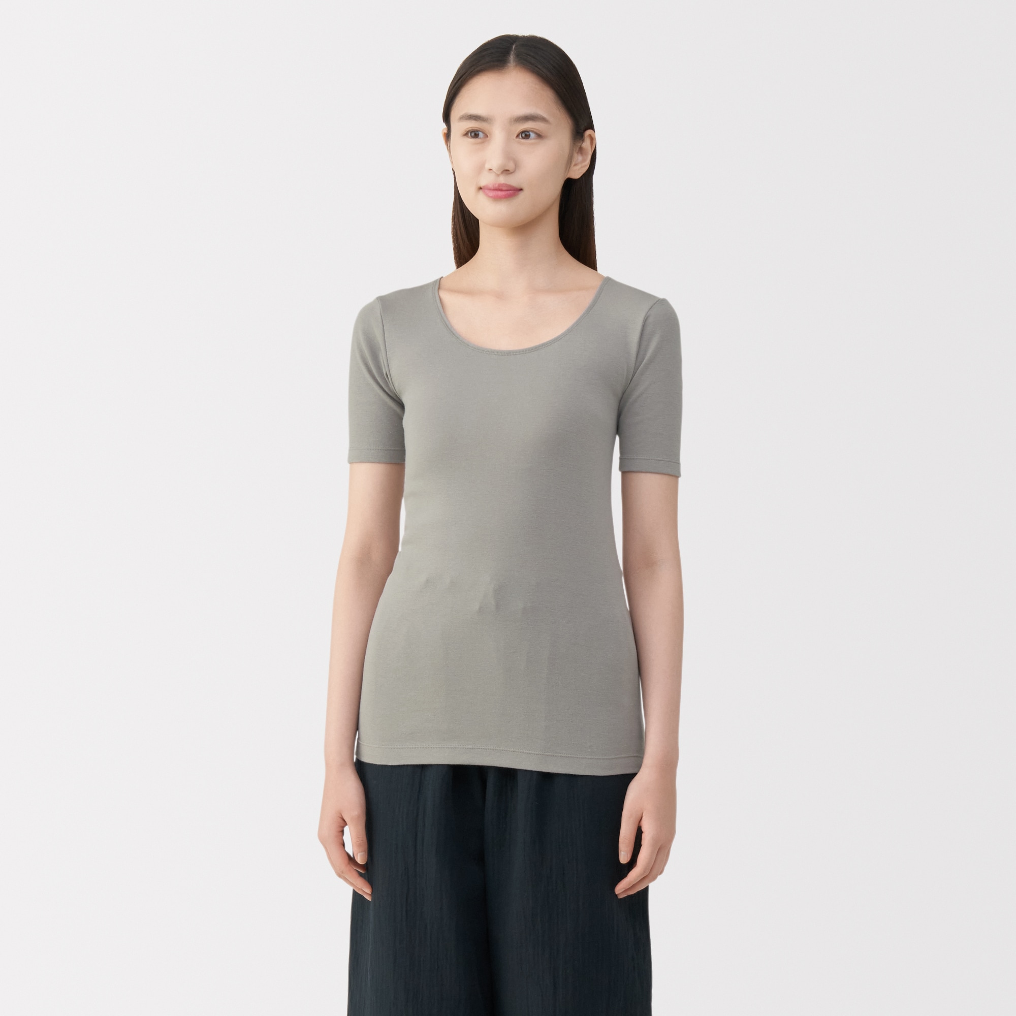 婦人　あったか綿　半袖Ｔシャツ