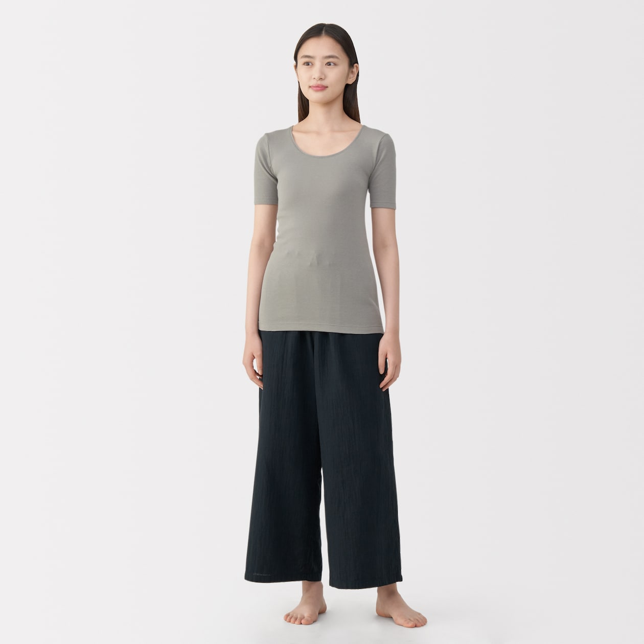 婦人　あったか綿　半袖Ｔシャツ