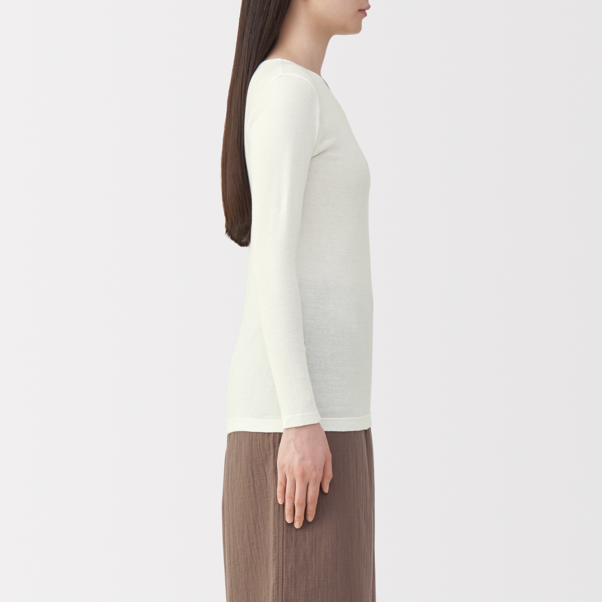 婦人　あったか綿　クルーネック長袖Ｔシャツ