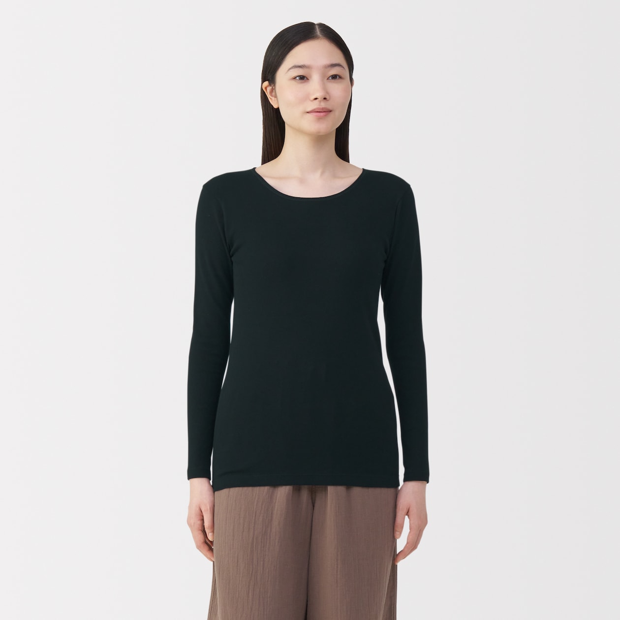 婦人　あったか綿　クルーネック長袖Ｔシャツ