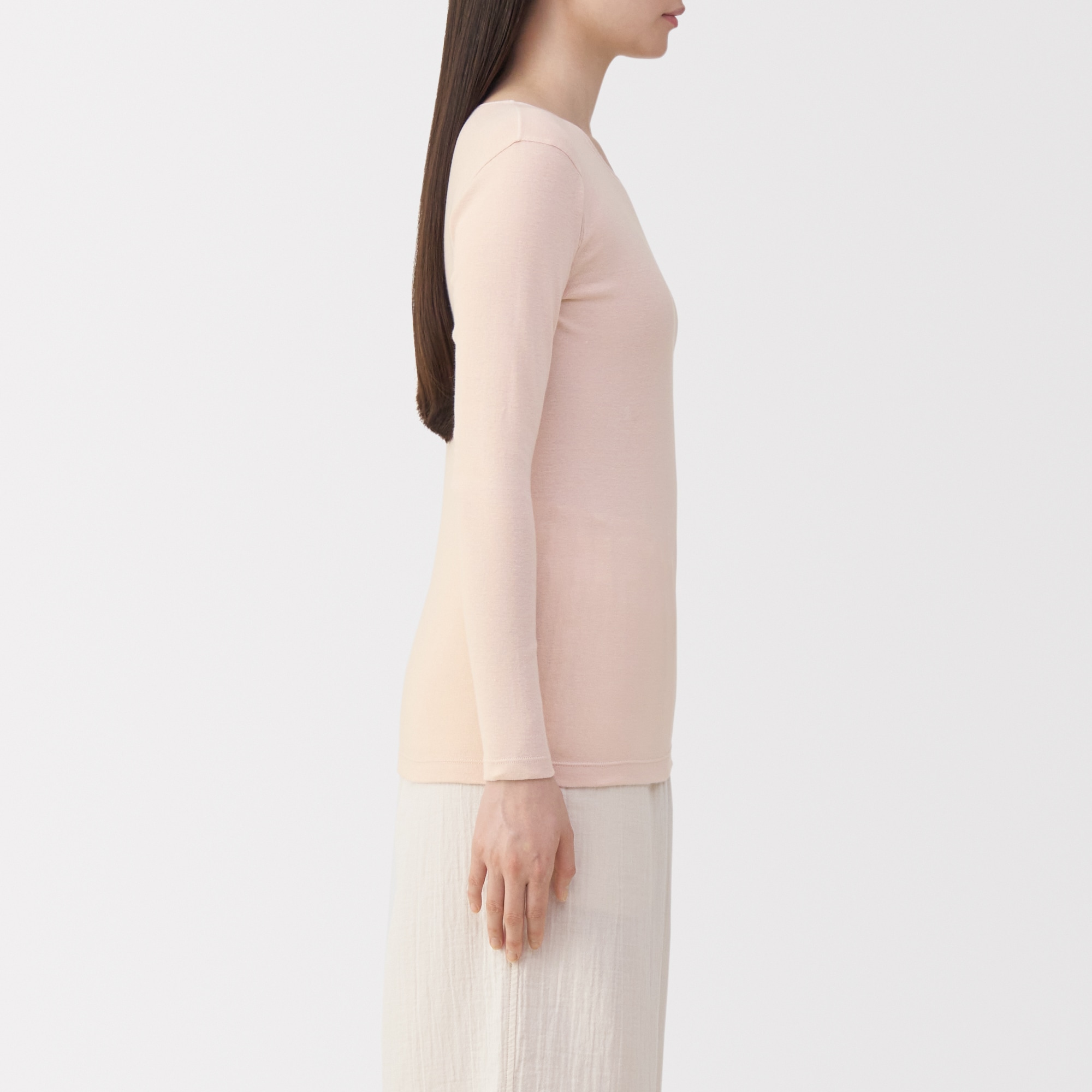 婦人　あったか綿　クルーネック長袖Ｔシャツ