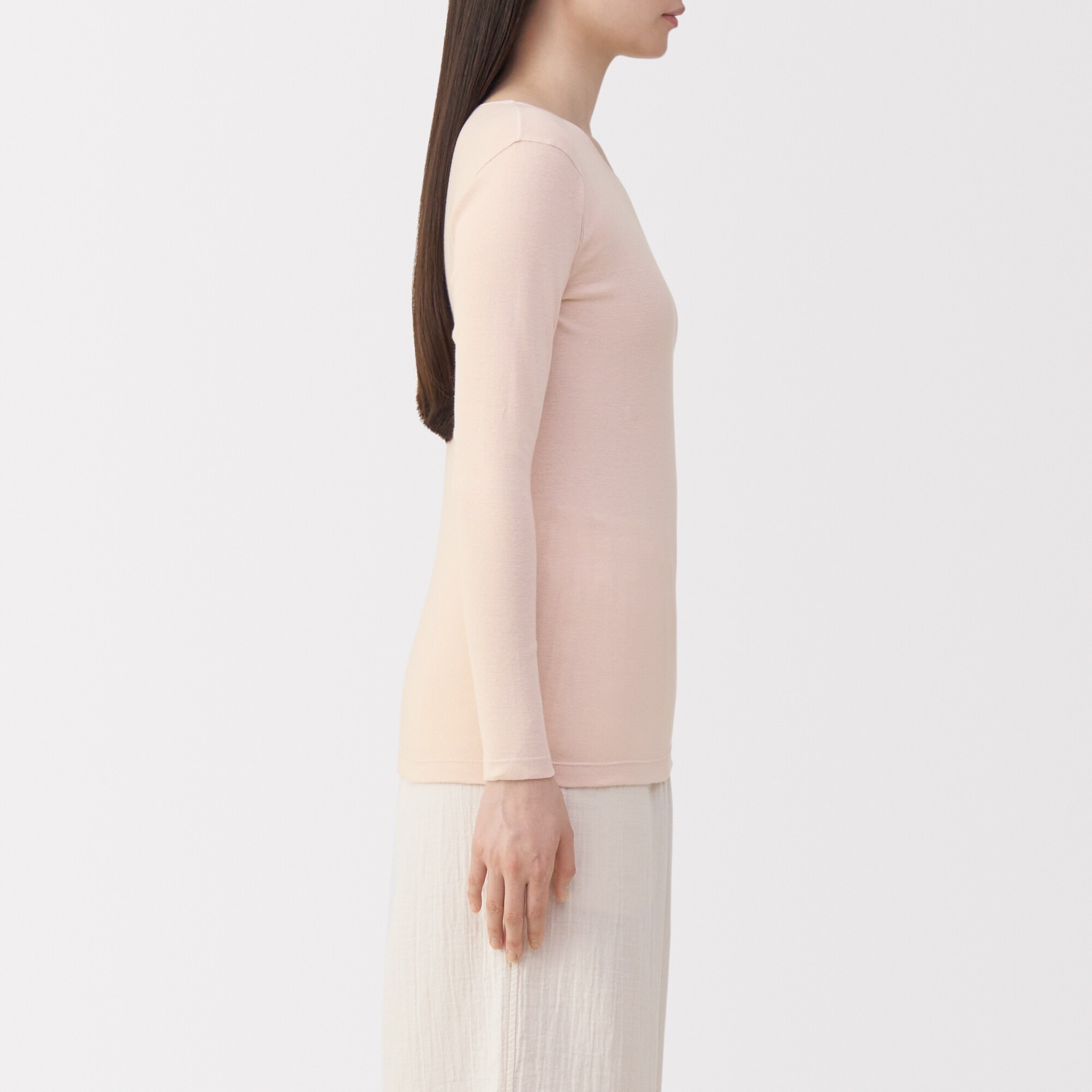 婦人　あったか綿　クルーネック長袖Ｔシャツ