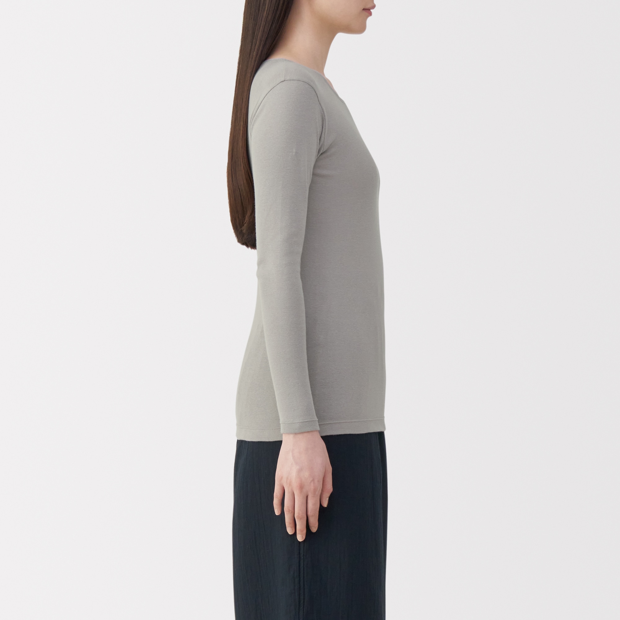 婦人　あったか綿　クルーネック長袖Ｔシャツ