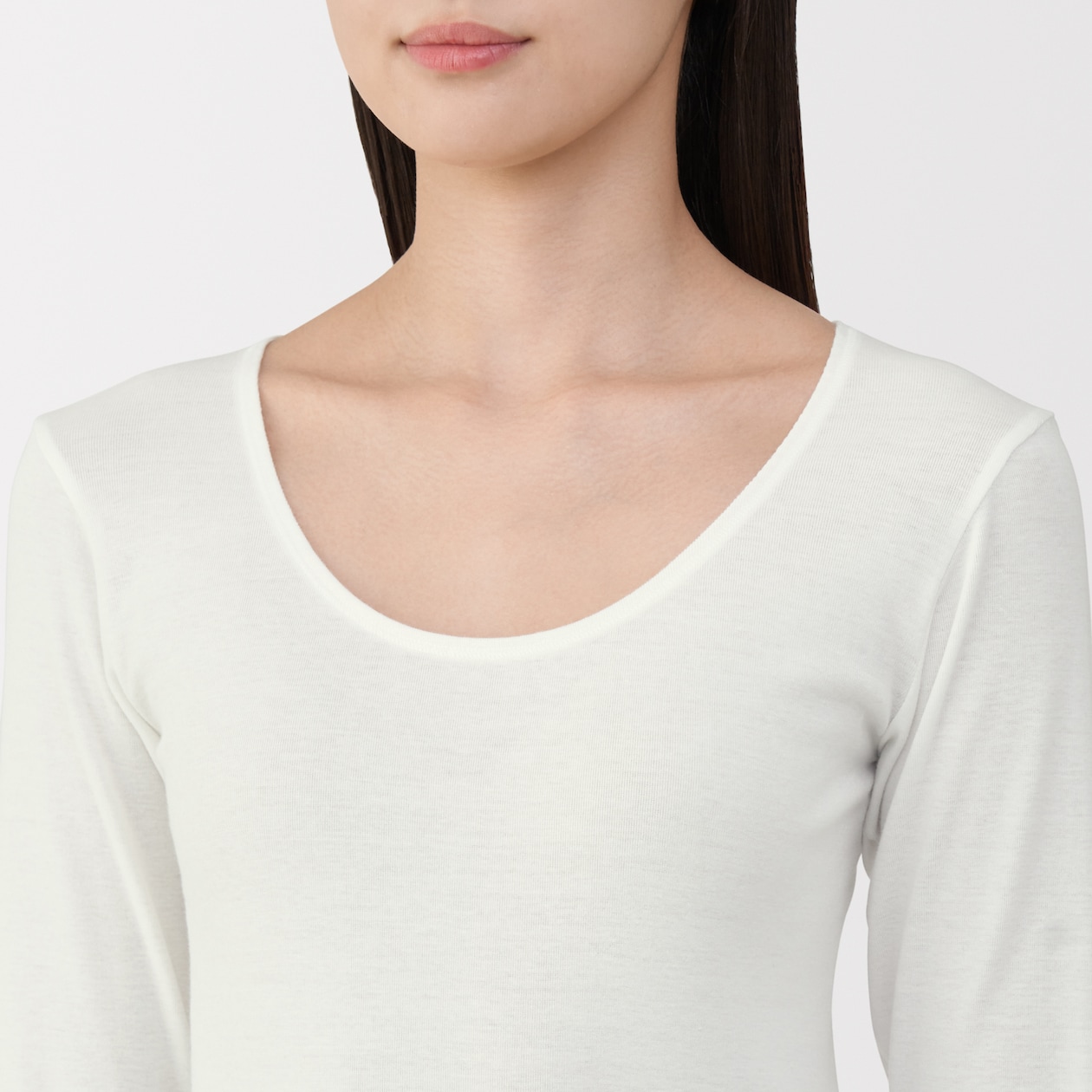 婦人　あったか綿　Ｕネック八分袖Ｔシャツ