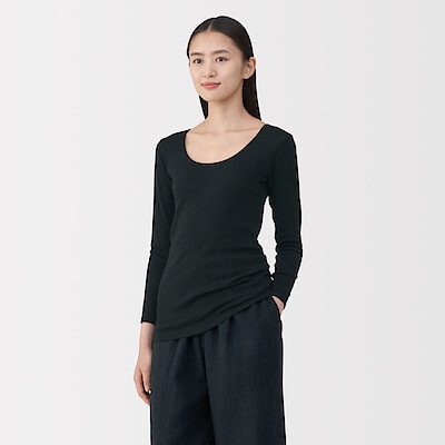 婦人　あったか綿　Ｕネック八分袖Ｔシャツ