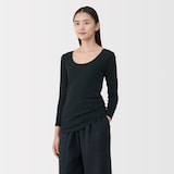 婦人　あったか綿　Ｕネック八分袖Ｔシャツ