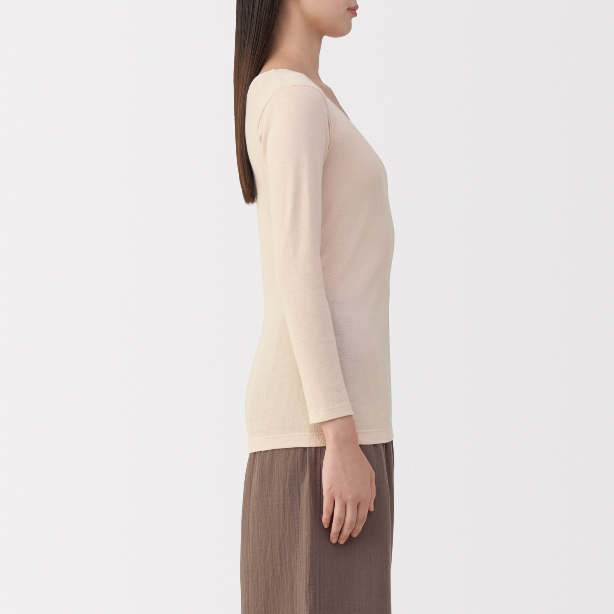 婦人　あったか綿　Ｕネック八分袖Ｔシャツ