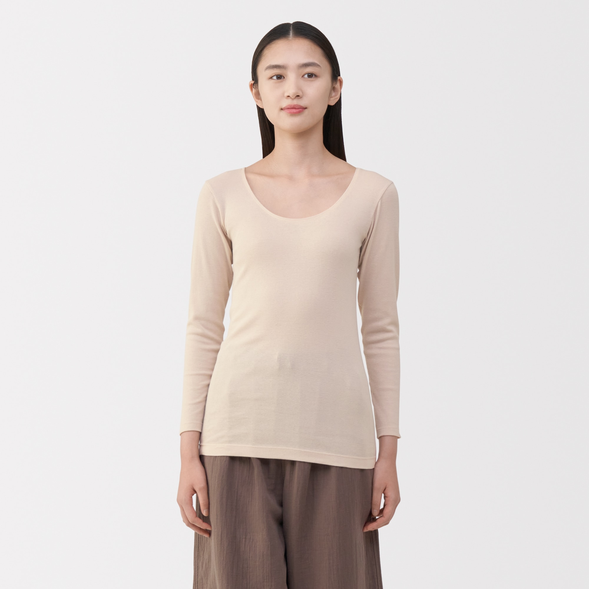 婦人　あったか綿　Ｕネック八分袖Ｔシャツ