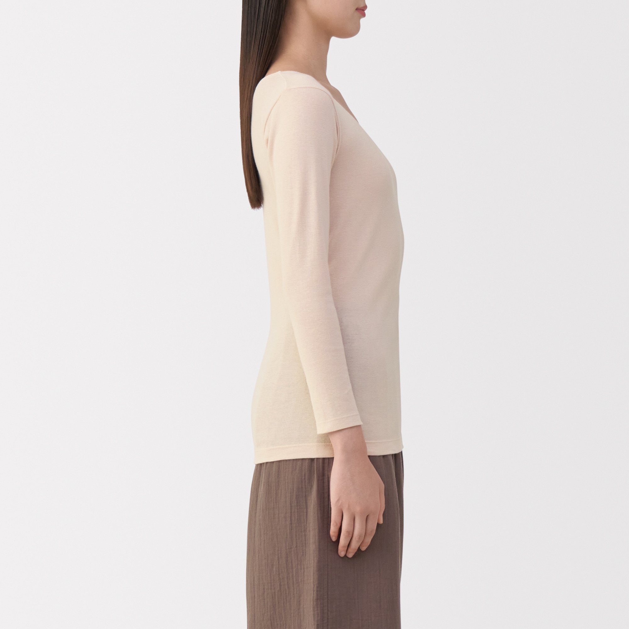 婦人　あったか綿　Ｕネック八分袖Ｔシャツ