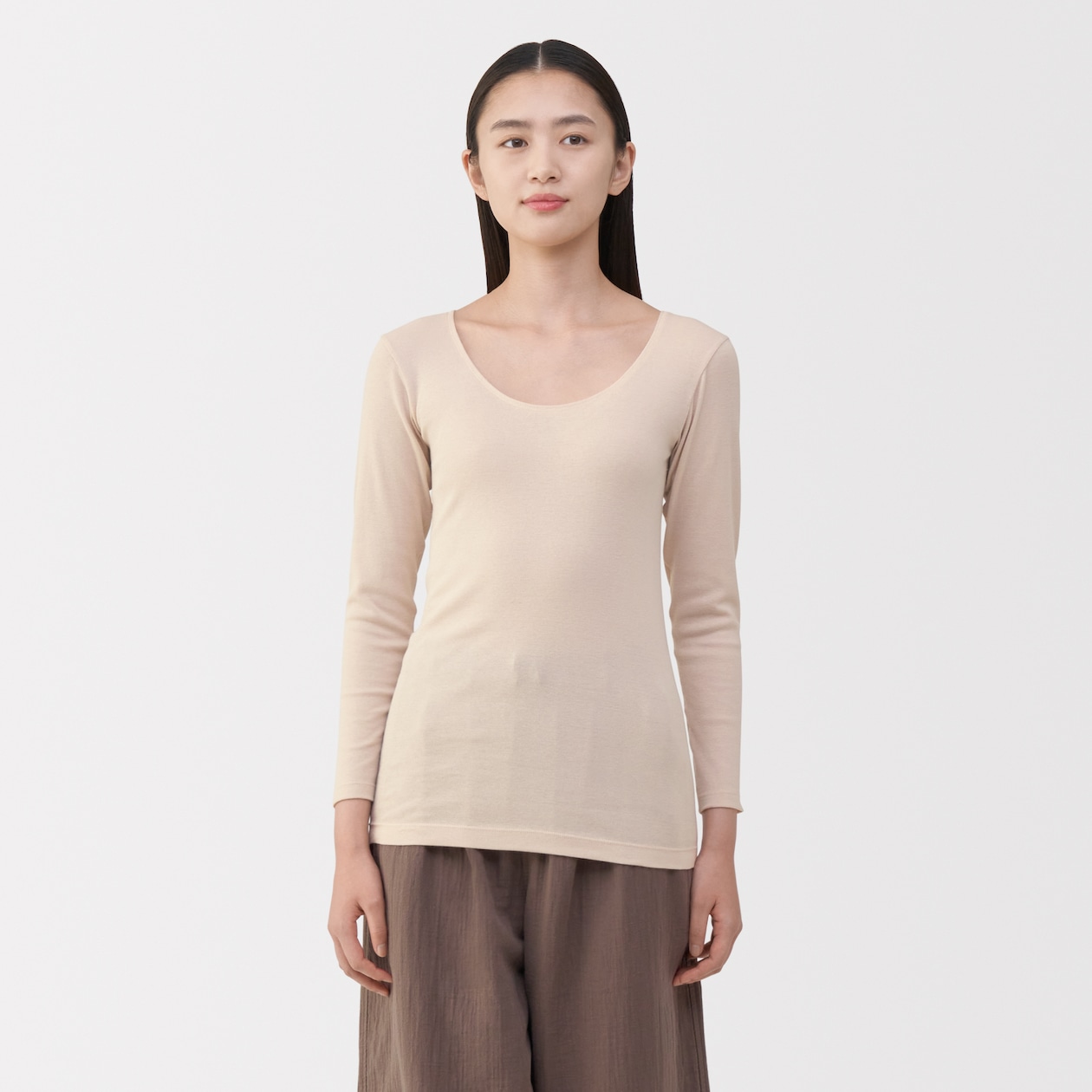 婦人　あったか綿　Ｕネック八分袖Ｔシャツ
